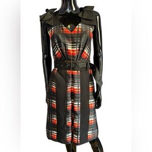 Prada Plaid Sleeveless Dress black red 2015